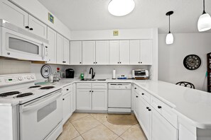 The kitchen is stocked to make meal prep a breeze.