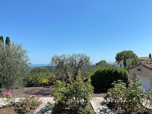 View from house and terrasse over the landscape and to the Mediterranean Sea