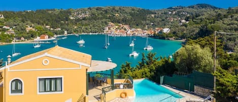 Aerial view of Thanasis with view towards Lakka