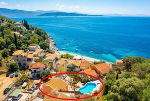 Aerial view of Kaminaki showing location of Villa Konstantinos