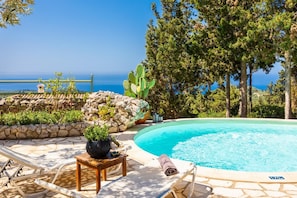 Private pool and terrace with sea views