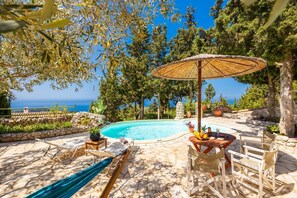 Private pool and terrace with sea views