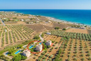 Aerial view showing location of Andreas Beach Villa