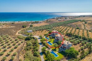 Aerial view showing location of Andreas Beach Villa