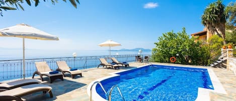 Private pool and terrace with panoramic sea views