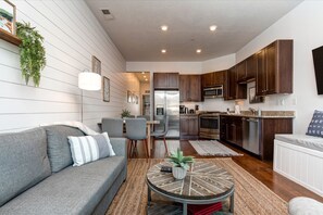 View of kitchen from living room