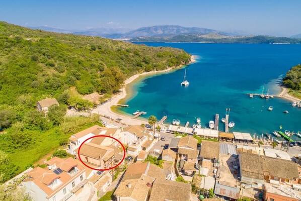 Aerial view of Saint Stephanos showing location of Fay Apartment