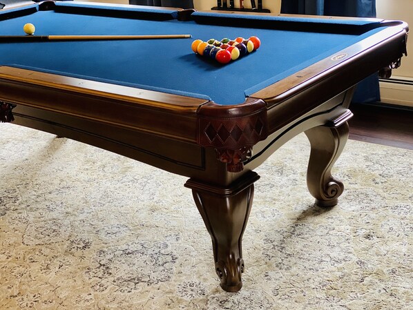 Beautiful 8’ slate pool table for you to enjoy during your stay!