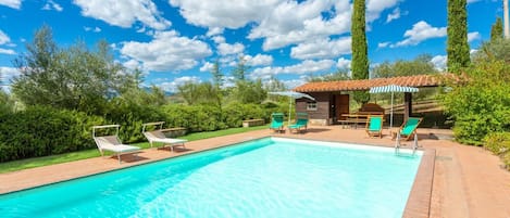 Private pool, terrace, and garden