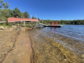 Clean clear water excellent for swimming, gradual entry or jump off dock 