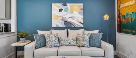 Sleek, cozy modern living room