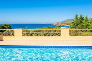 Private pool and terrace with sea views