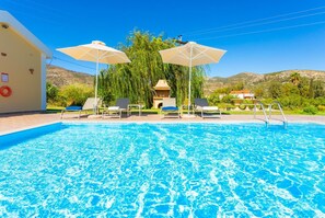 Private pool, terrace, and large garden with sea views