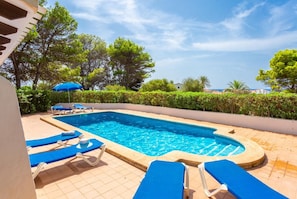 Private pool, terrace with sea views