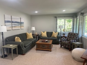 Comfy family room with lots of natural light.