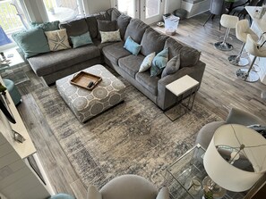 Sectional includes a queen sleeper sofa + chaise to sleep 3 guests.