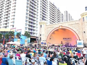 Band stand is just south of the resort.  Sometimes there are fireworks