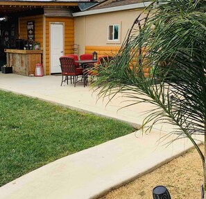 From the front porch of the Poolhouse to your private shower/bathroom. 