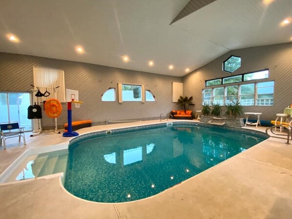 Enclosed, climate controlled, heated pool.  
