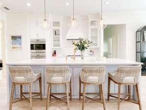 A gorgeous quartz 5ft x 10ft kitchen island.