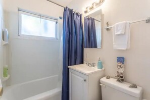 Clean and fully stocked bathroom