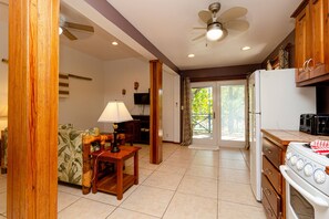 Comfy living area and kitchen