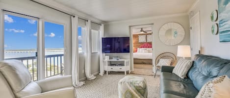 Living room with balcony view