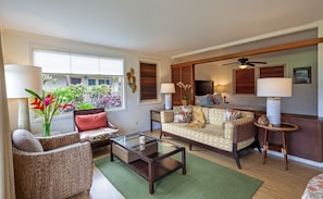 Kauai rentals | Haena rentals | Hanalei Colony Resort E1 living - Kauai rentals | Haena rentals | Hanalei Colony Resort E1 living room