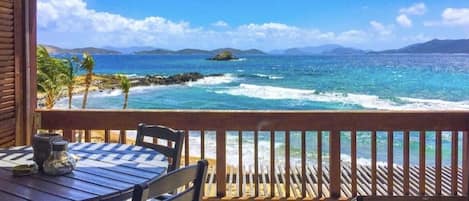 First floor balcony overlooking Shark Island, St. John and the BVI's