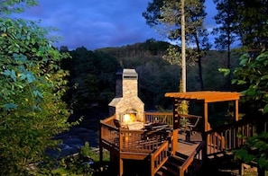 Outdoor Fireplace on Deck w/ Wood-burning Fireplace and alfresco dining