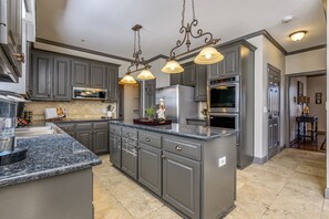 Kitchen with stainless steel appliances