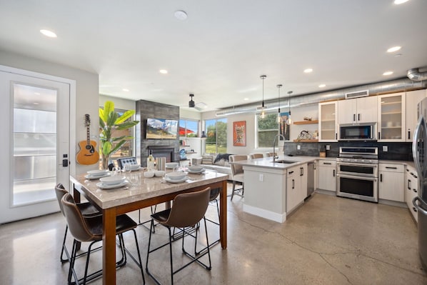 Open Concept | Living Area, Dining and Kitchen