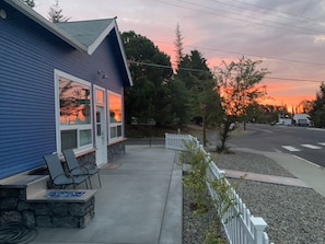 Fire pit and patio for relaxing with beautiful sunsets 