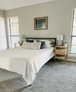 You won’t want to leave this comfortable queen size bed in the primary bedroom!