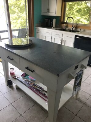 Full kitchen with island.  