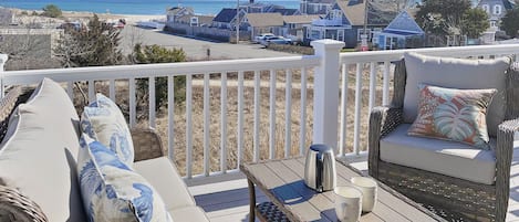 Comfy Seating and Views from the back deck - 25 Bank Street Unit #2- Harwich Port -Cape Cod- New England Vacation Rentals