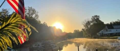 BEAUTIFUL AUTUMN MORNING ON THE RIVER (VIEW FROM WATERFRONT DECK)