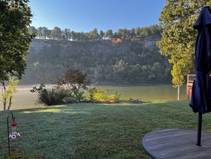 Outdoor seating and river view