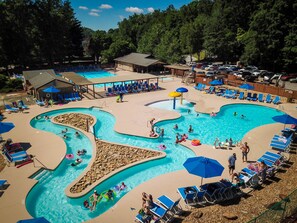 Trout Stream Pool at Rumbling Bald offers multiple pools and ample lounging.