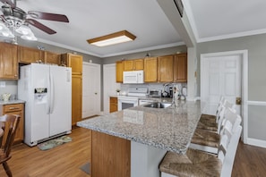 Spacious kitchen open to living space