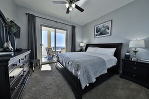 King size bed in the master bedroom.