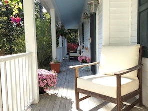 Front covered porch is great for morning coffee/tea!