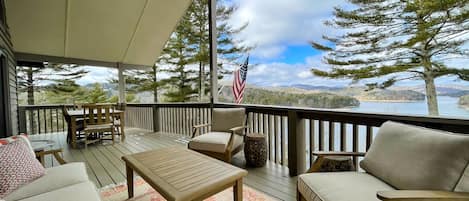 Covered Deck overlooking Lake Glenville