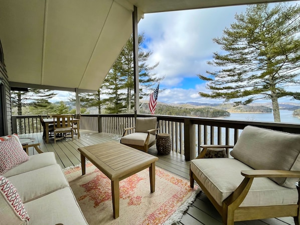 Covered Deck overlooking Lake Glenville