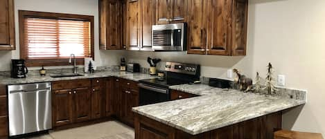 Kitchen view with new appliances