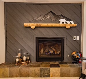 Cozy gas fireplace