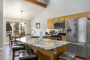 fully stocked kitchen with everything you need to cook family/group meals