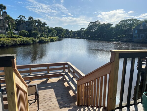 new dock! directly off the living area and the screened in porch

