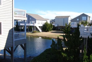 View of pond from deck near front door