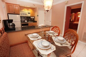Dining area; seats up to four.
